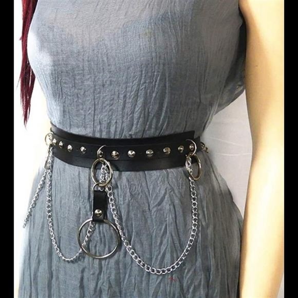 Leather Body Harness Waist Belt Punk Adjustable Gothic Metal Chain Tassel main image 5
